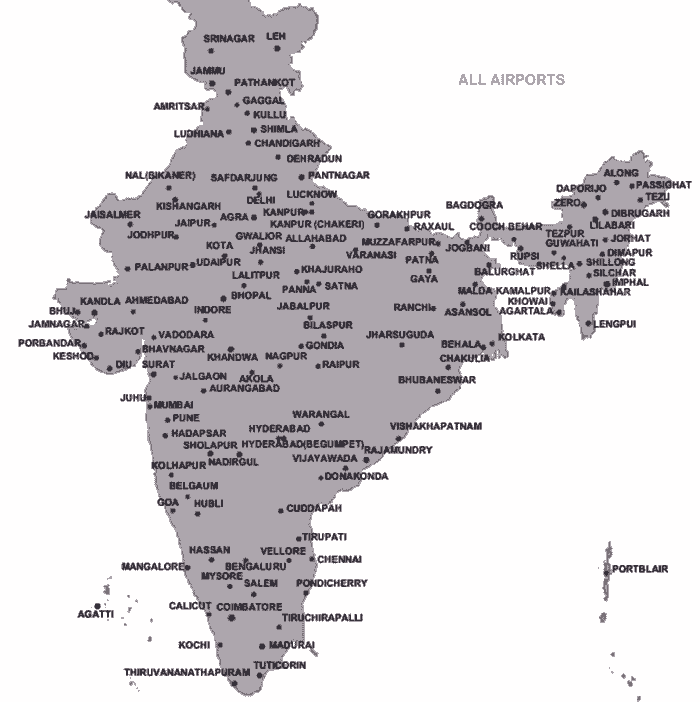 Airport map of India from Airport Authority of India