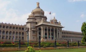 The Karnataka State Parliment House in Bangalore known as the Vidhana Soudha